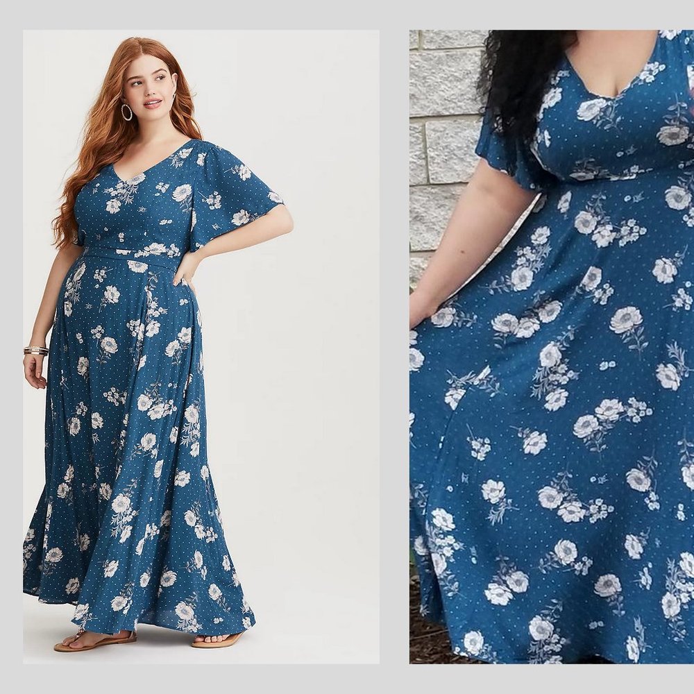Torrid Floral Dot Gauze Maxi Dress sz 18